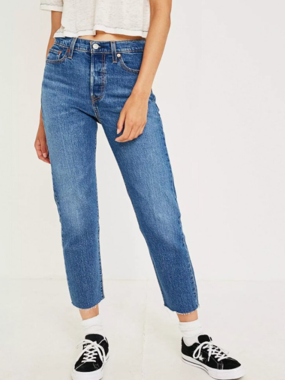 Levi's Wedgie Fit Straight Jeans Love Triangle Medium Wash High Rise Size 25